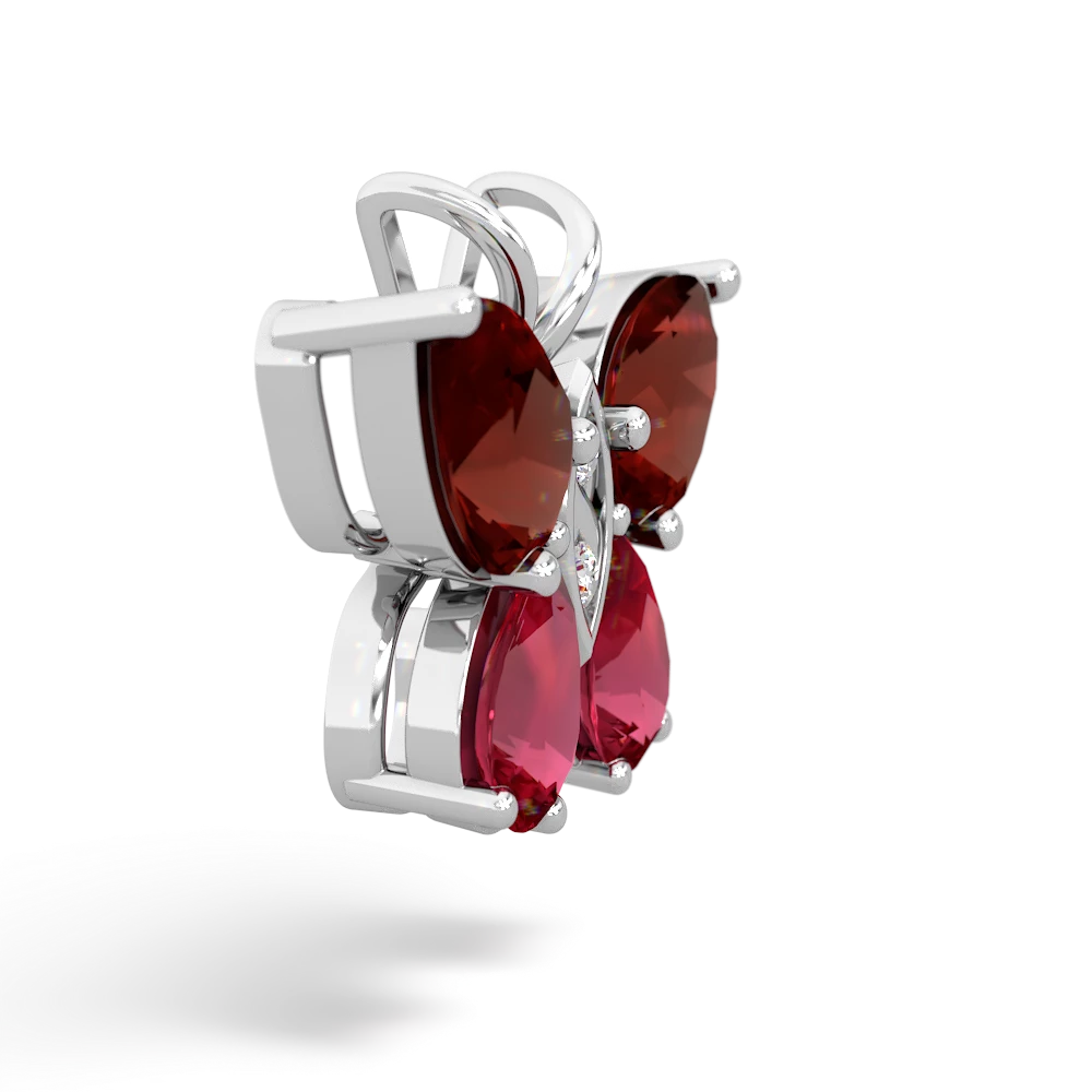 Garnet Butterfly 14K White Gold pendant P2215