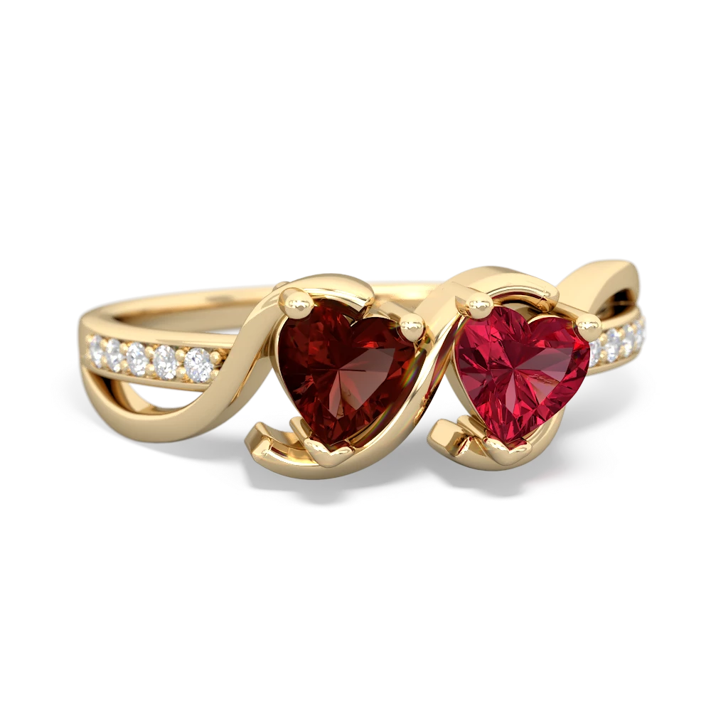 Garnet Side By Side 14K Yellow Gold ring R3090