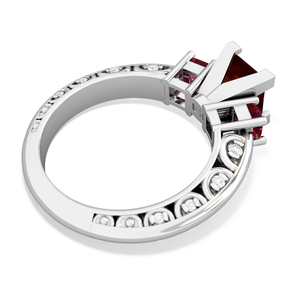 Garnet Eternal Embrace Engagement 14K White Gold ring C2001