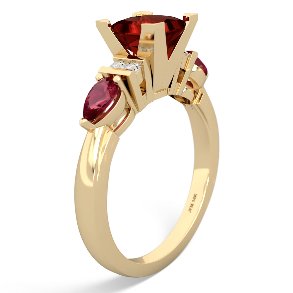 Garnet 6Mm Princess Eternal Embrace Engagement 14K Yellow Gold ring C2002