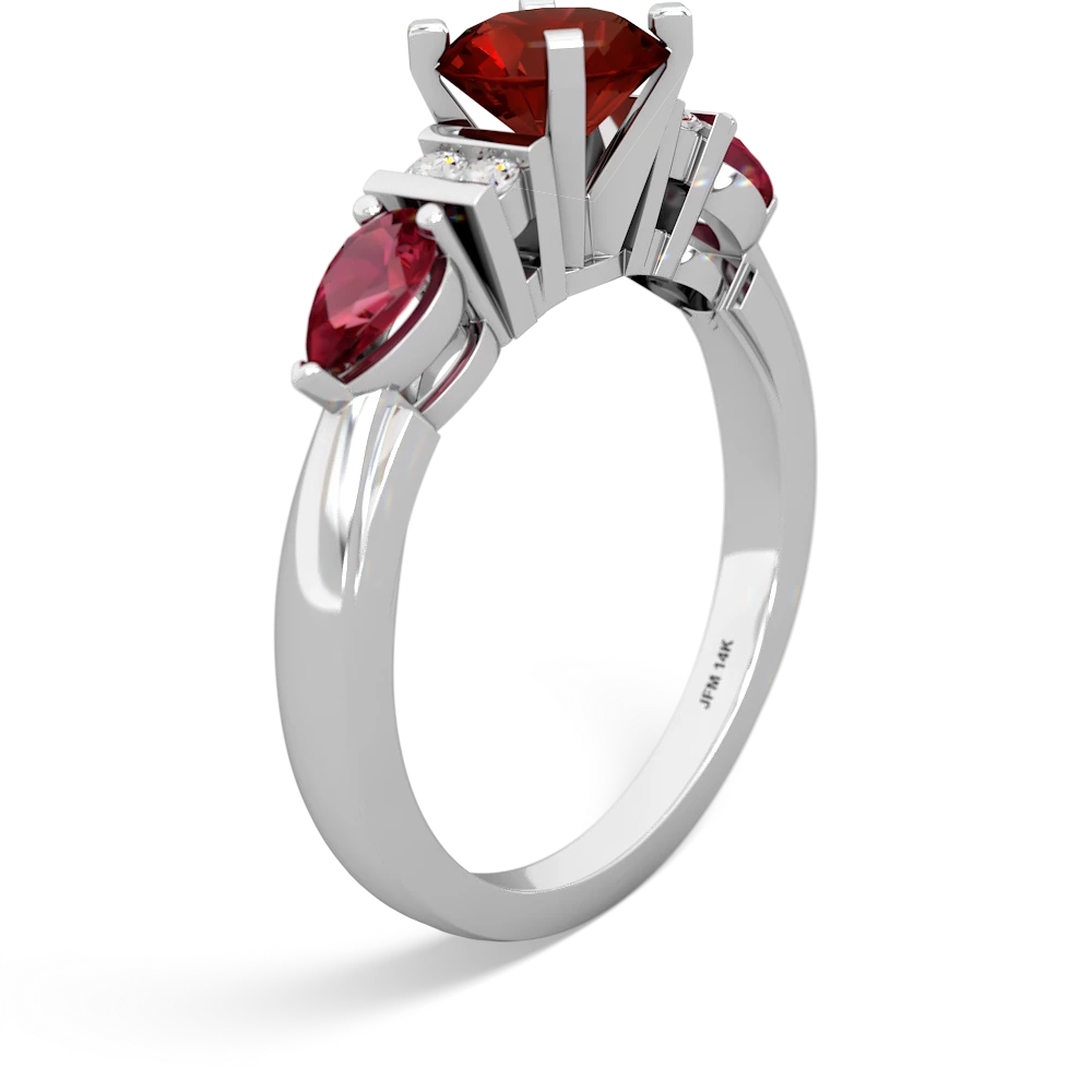 Garnet 6Mm Round Eternal Embrace Engagement 14K White Gold ring R2005