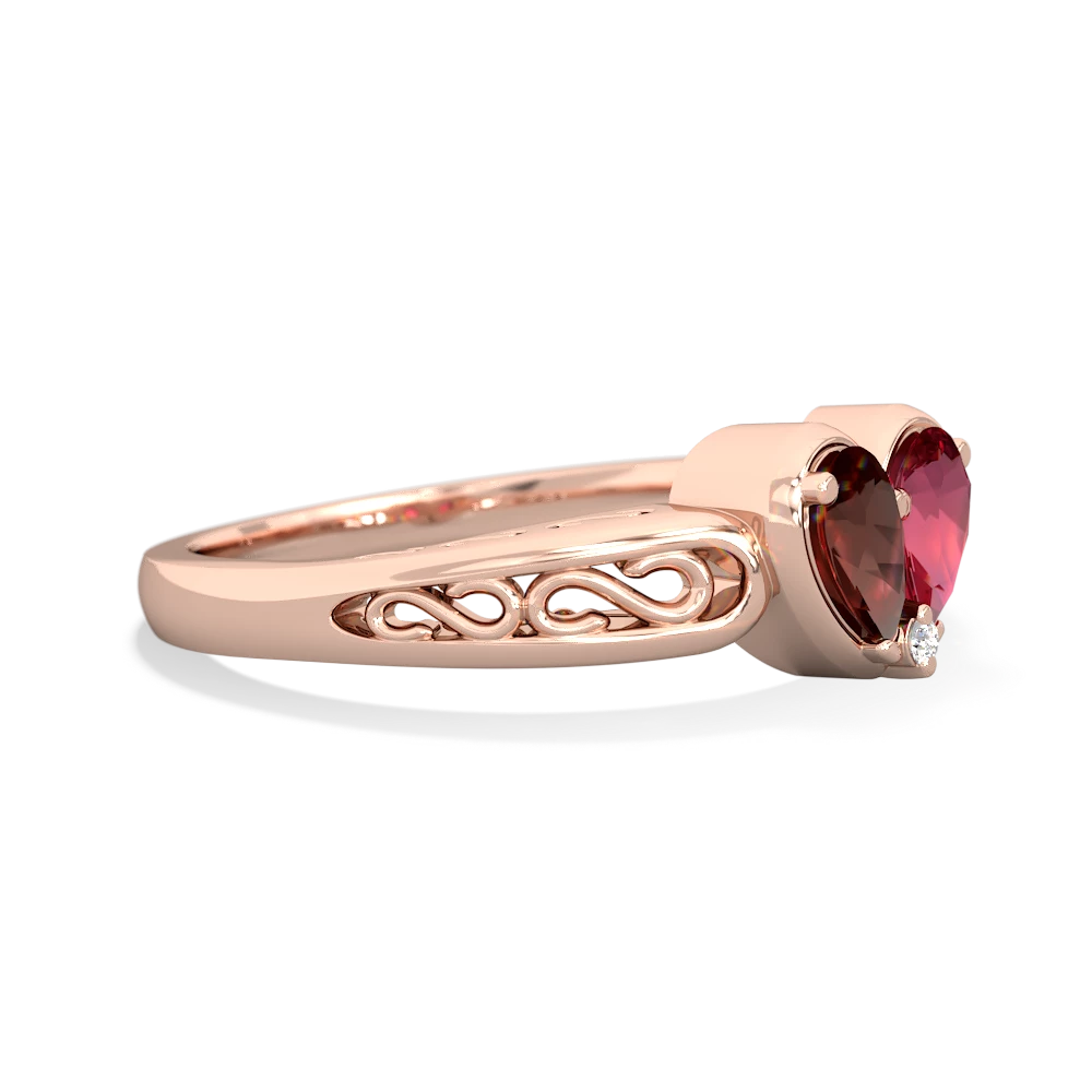 Garnet Filligree 'One Heart' 14K Rose Gold ring R5070