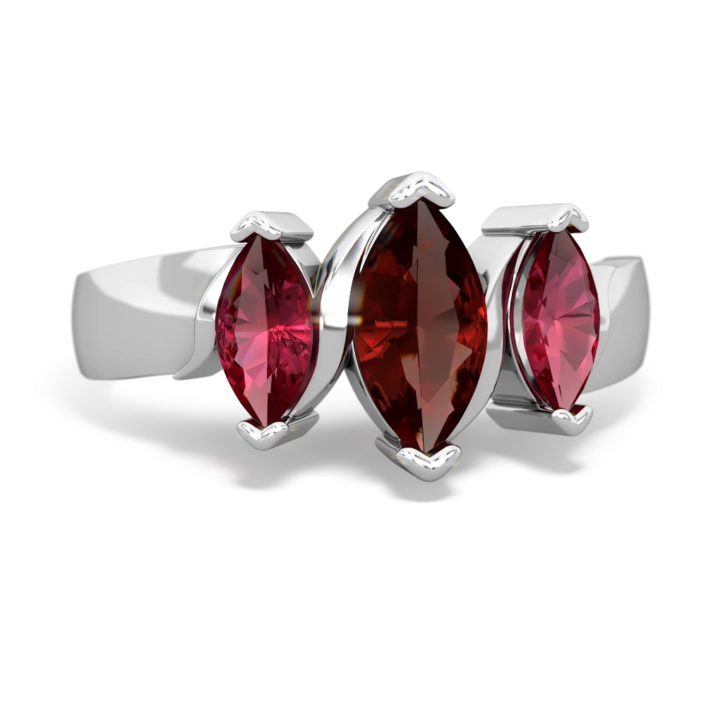 Garnet Three Peeks 14K White Gold ring R2433