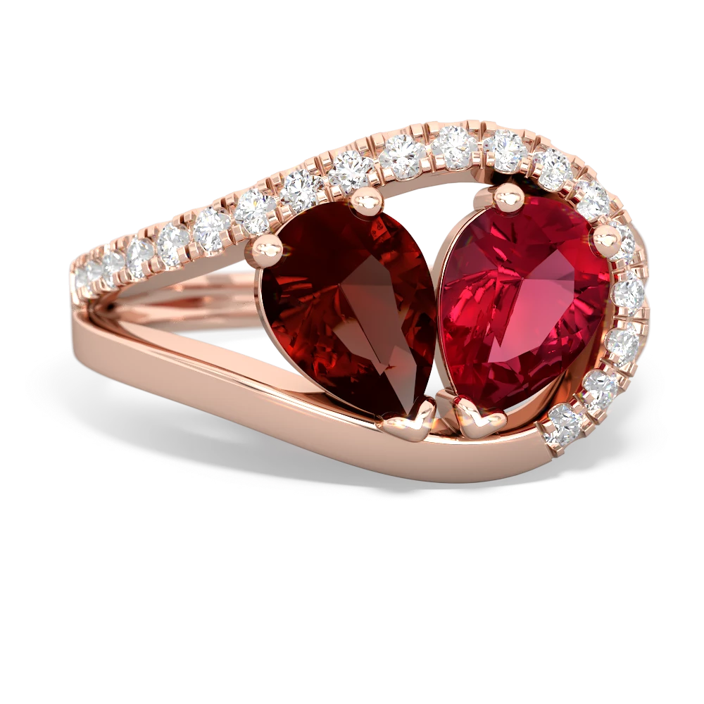 Garnet Nestled Heart Keepsake 14K Rose Gold ring R5650