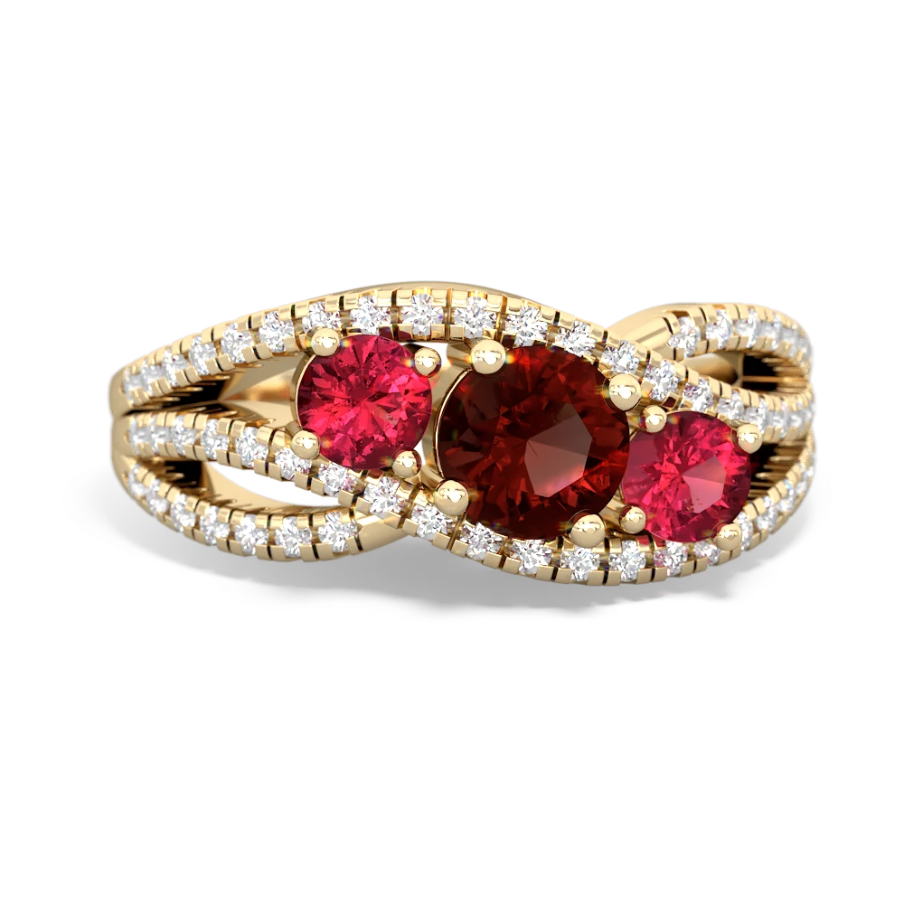 Garnet Three Stone Aurora 14K Yellow Gold ring R3080