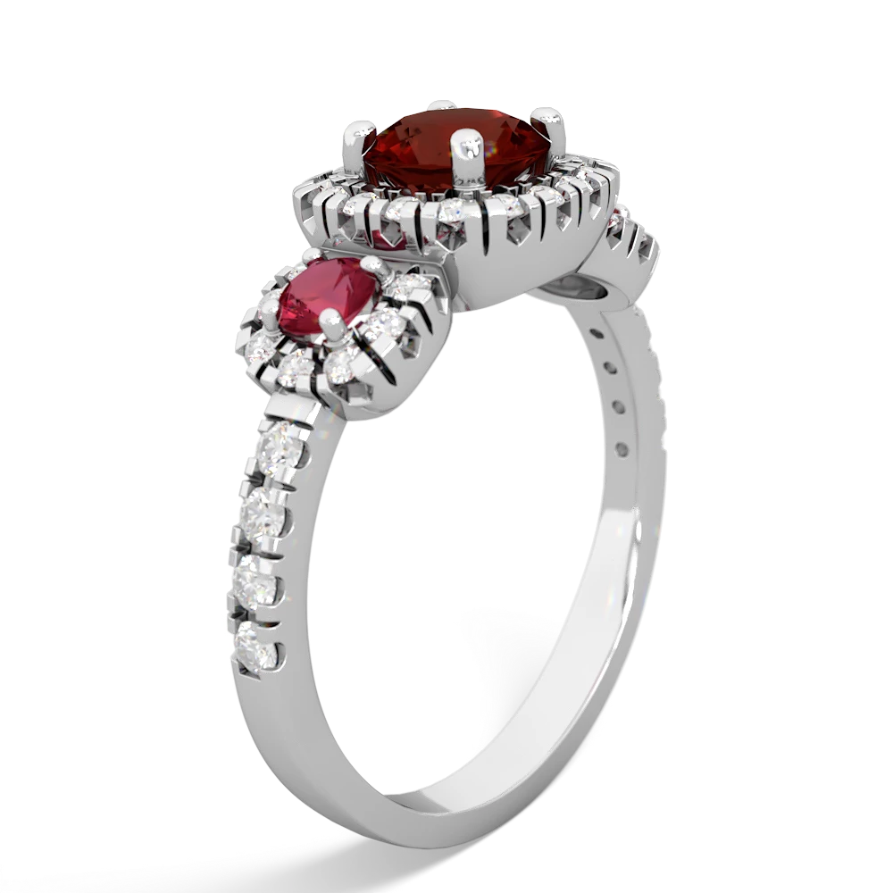 Garnet Regal Halo 14K White Gold ring R5350