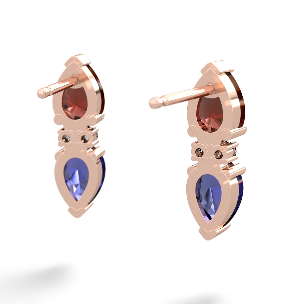 Garnet Bowtie Drop 14K Rose Gold earrings E0865