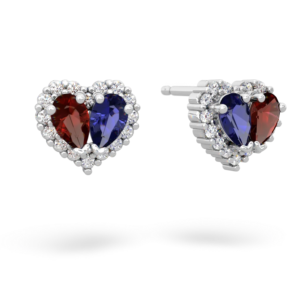 Garnet Halo 14K White Gold earrings E7008