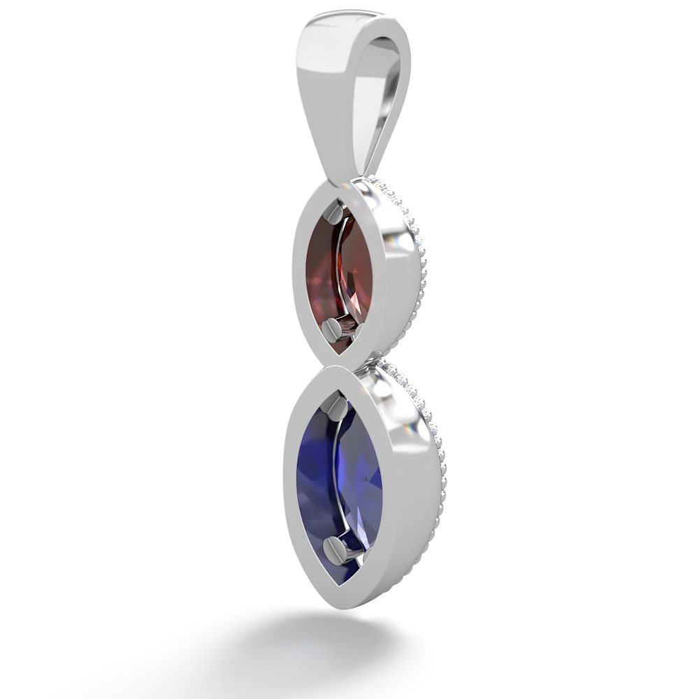 Garnet Antique-Style Halo 14K White Gold pendant P5700