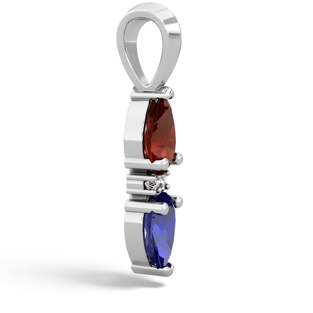 Garnet Bowtie Drop 14K White Gold pendant P0865