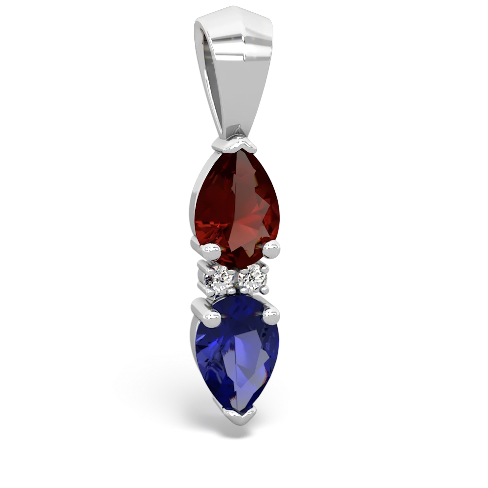 Garnet Bowtie Drop 14K White Gold pendant P0865