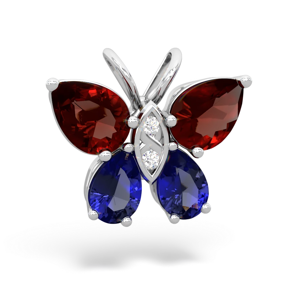 Garnet Butterfly 14K White Gold pendant P2215