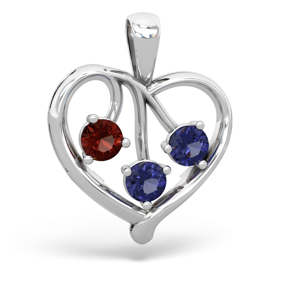 Sterling Silver Garnet Heart Pendant