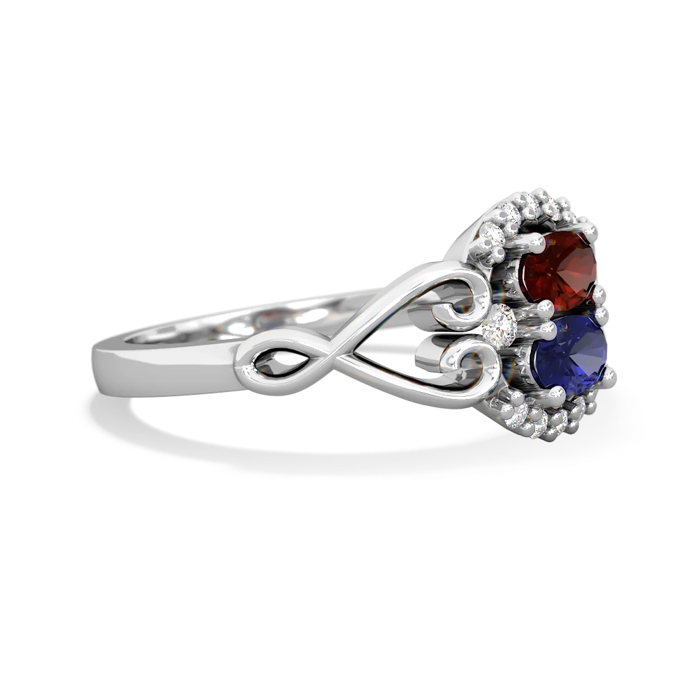 Garnet Love Nest 14K White Gold ring R5860