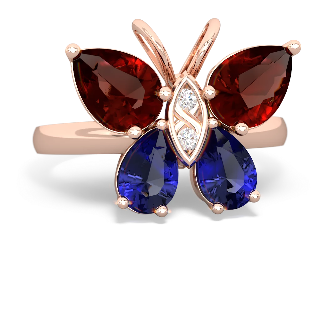 Garnet Butterfly 14K Rose Gold ring R2215