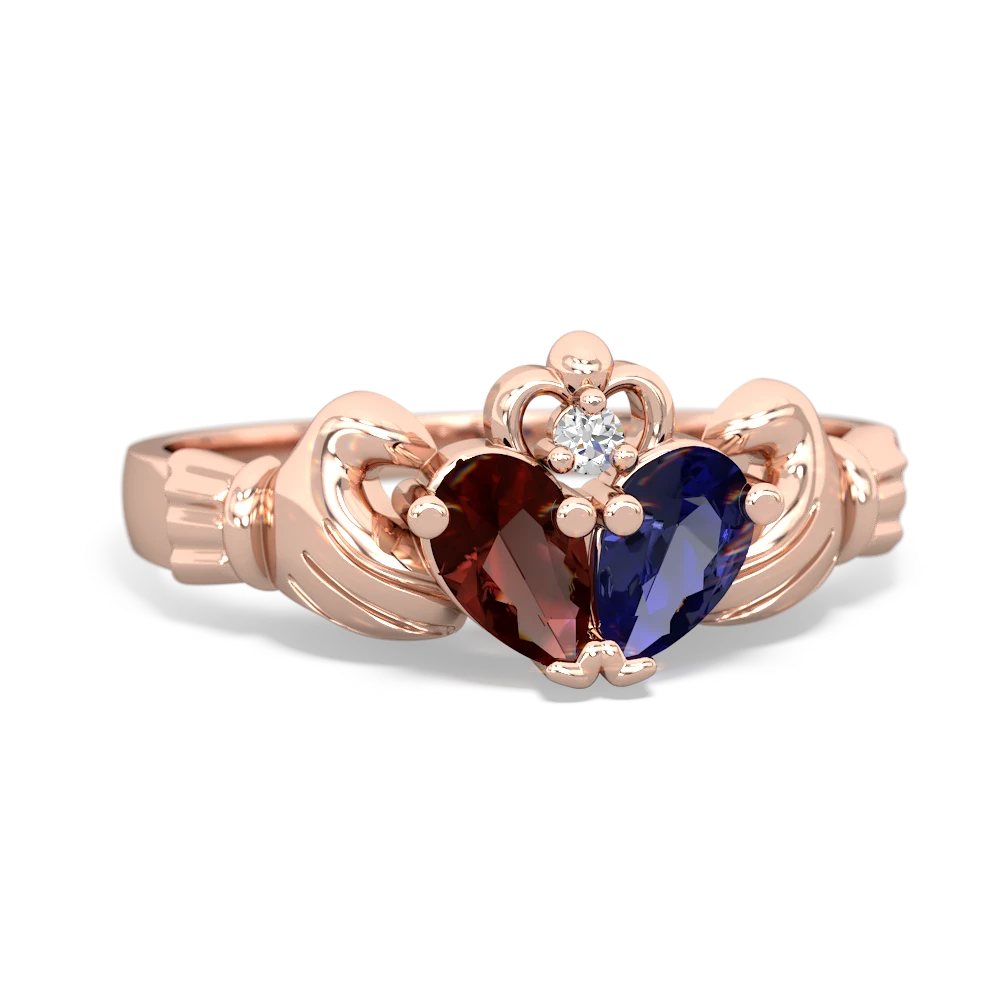 Garnet 'Our Heart' Claddagh 14K Rose Gold ring R2388