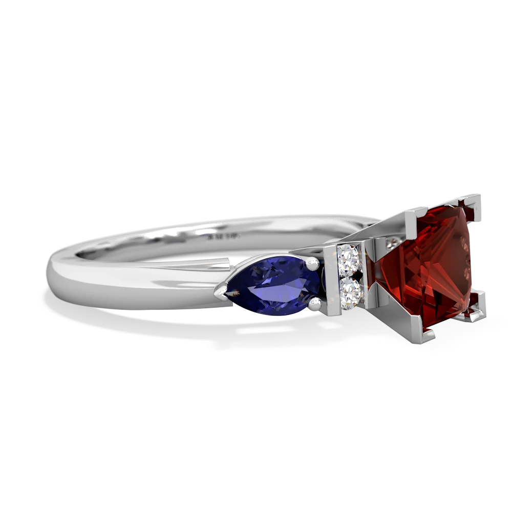 Garnet 6Mm Princess Eternal Embrace Engagement 14K White Gold ring C2002