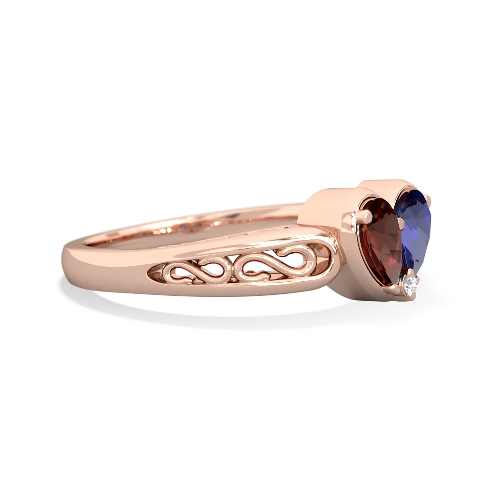 Garnet Filligree 'One Heart' 14K Rose Gold ring R5070