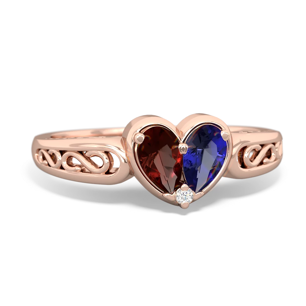 Garnet Filligree 'One Heart' 14K Rose Gold ring R5070