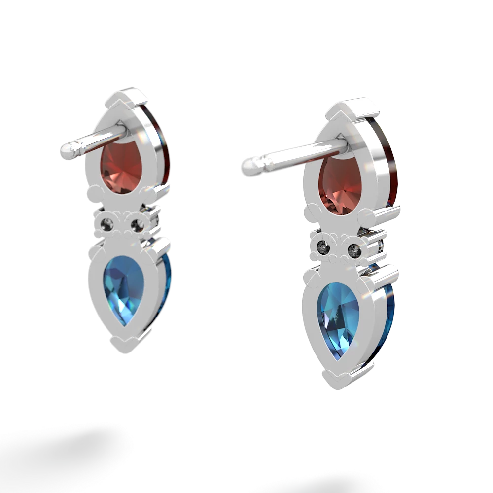 Garnet Bowtie Drop 14K White Gold earrings E0865