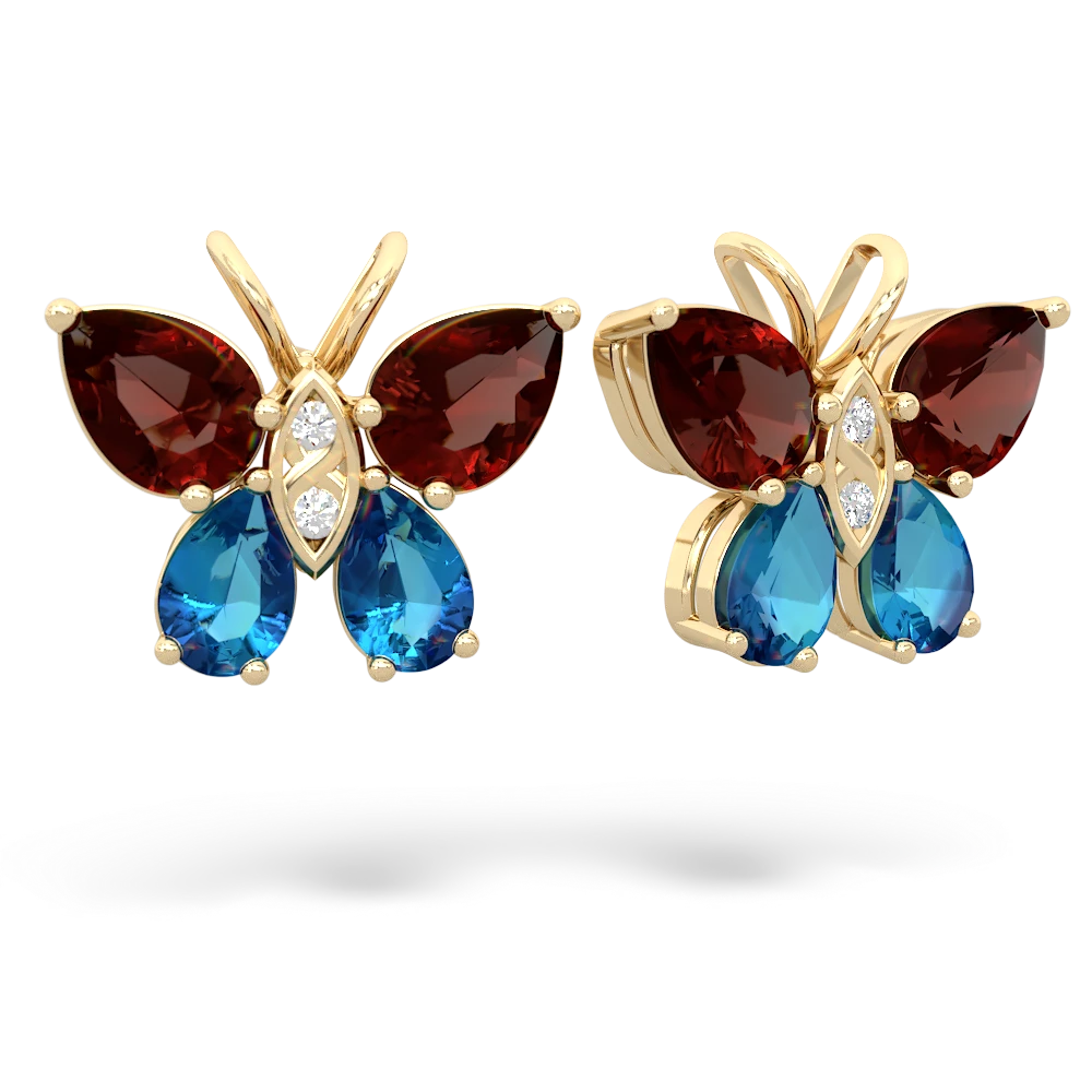 Garnet Butterfly 14K Yellow Gold earrings E2215