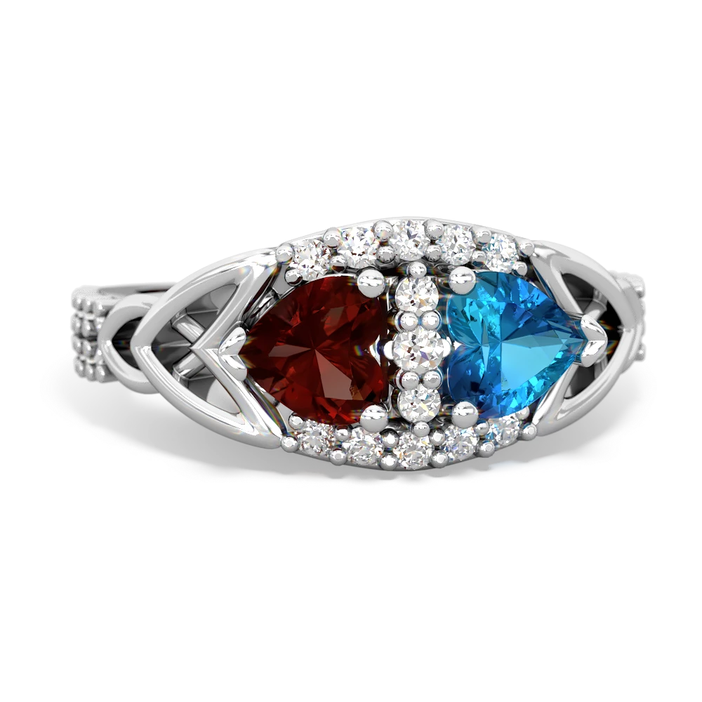 Garnet Sparkling Celtic Knot 14K White Gold ring R2645