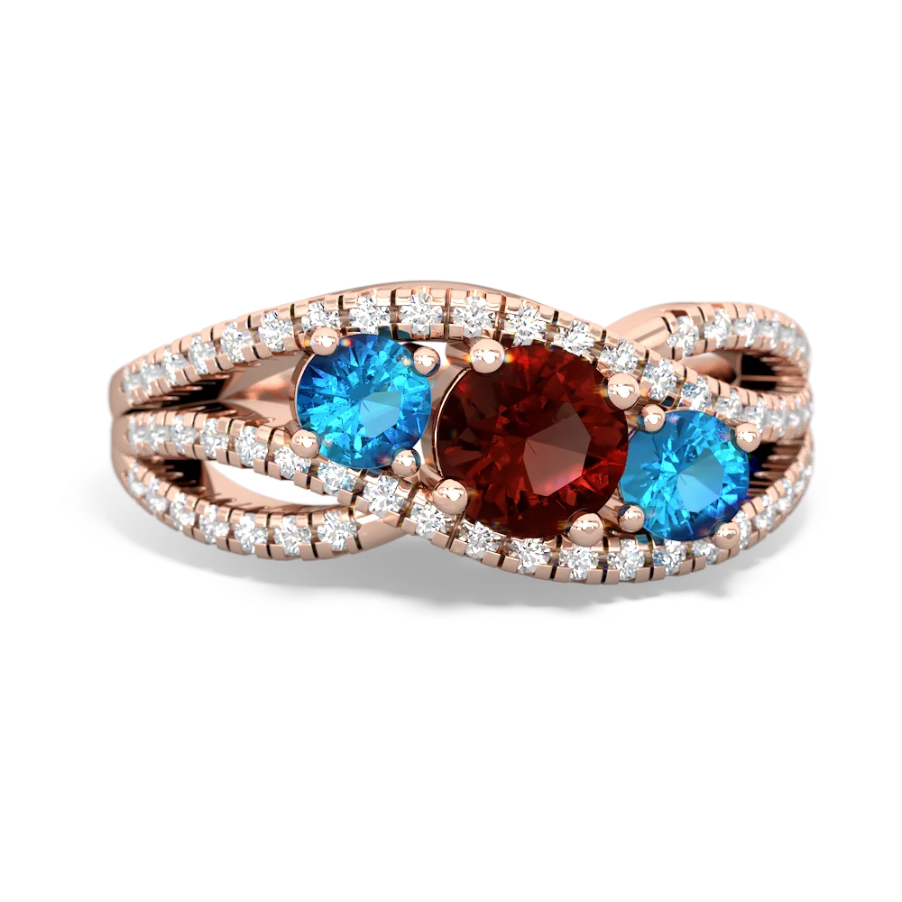 Garnet Three Stone Aurora 14K Rose Gold ring R3080