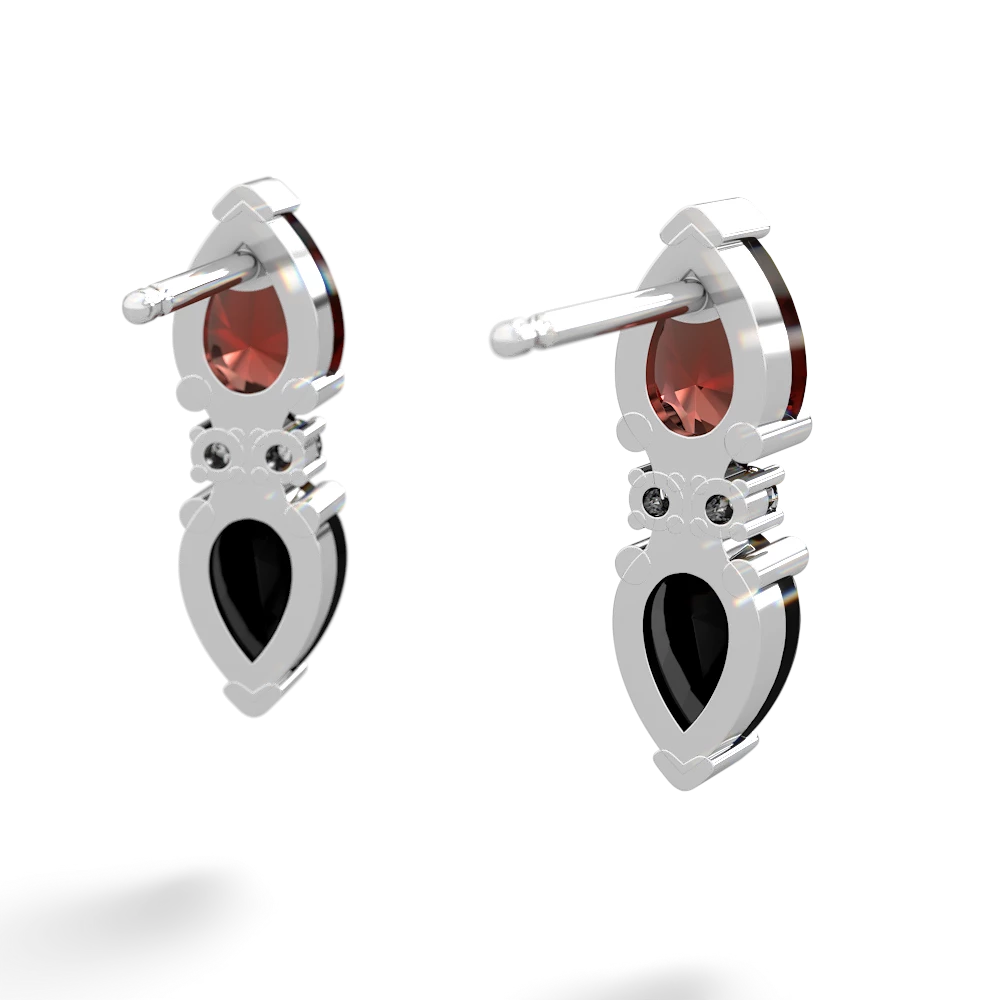 Garnet Bowtie Drop 14K White Gold earrings E0865