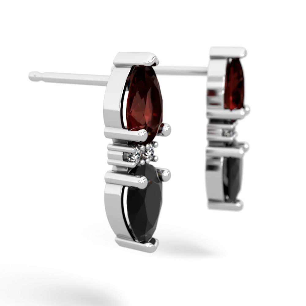 Garnet Bowtie Drop 14K White Gold earrings E0865