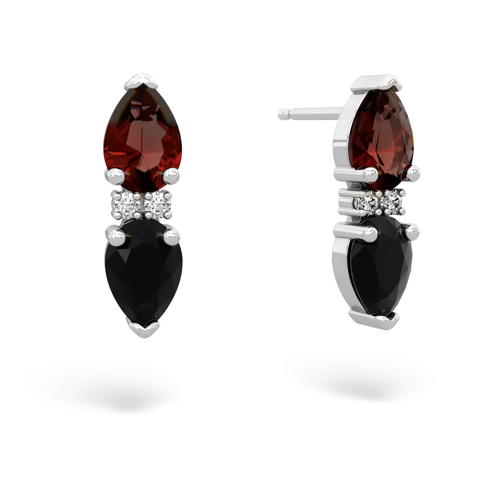 Garnet Bowtie Drop 14K White Gold earrings E0865