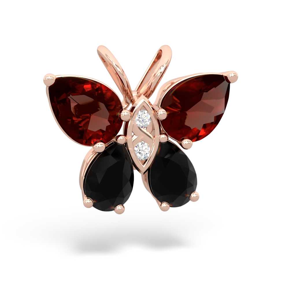 Garnet Butterfly 14K Rose Gold pendant P2215