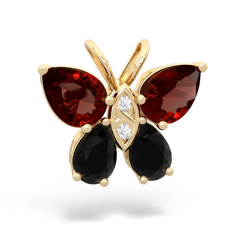 Garnet Butterfly 14K Yellow Gold pendant P2215