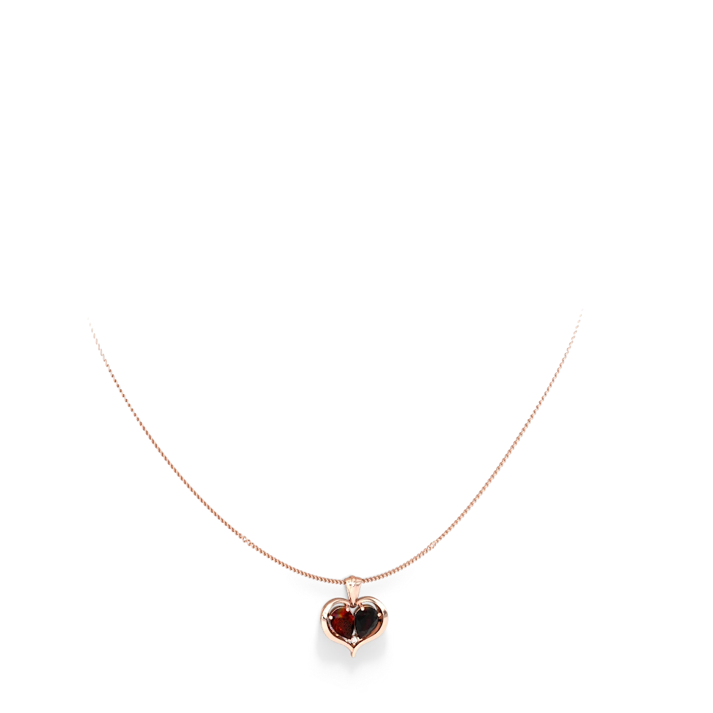 Garnet Two Become One 14K Rose Gold pendant P5330