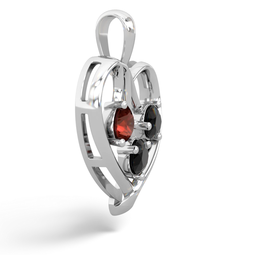 Garnet Glowing Heart 14K White Gold pendant P2233