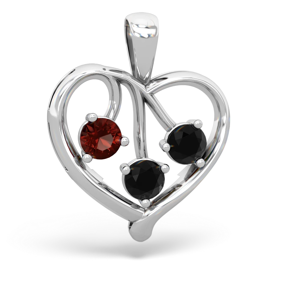 Garnet Glowing Heart 14K White Gold pendant P2233