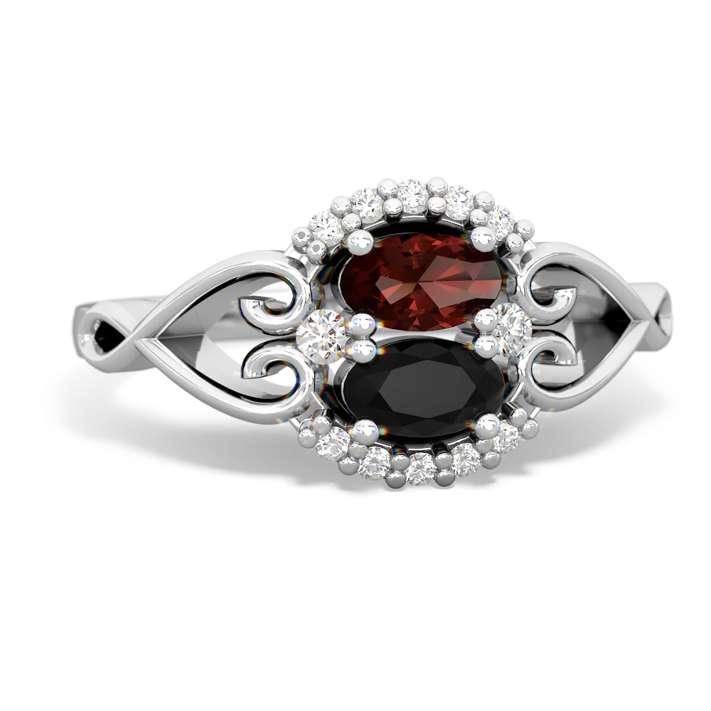 Garnet Love Nest 14K White Gold ring R5860