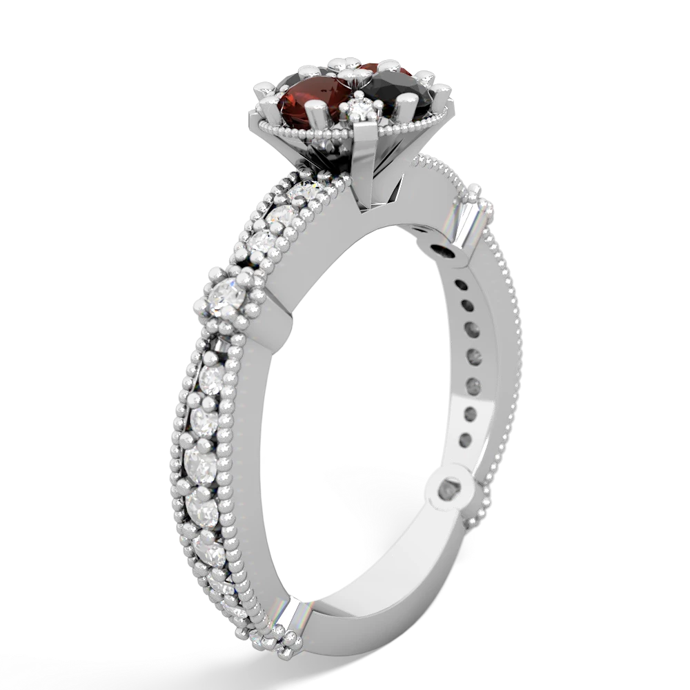 Garnet Sparkling Tiara Cluster 14K White Gold ring R26293RD