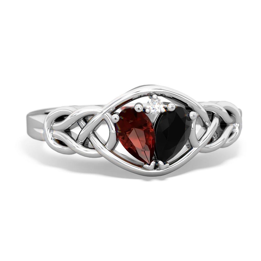 Garnet Celtic Love Knot 14K White Gold ring R5420