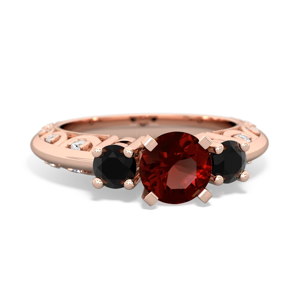 Garnet Art Deco Eternal Embrace Engagement 14K Rose Gold ring C2003