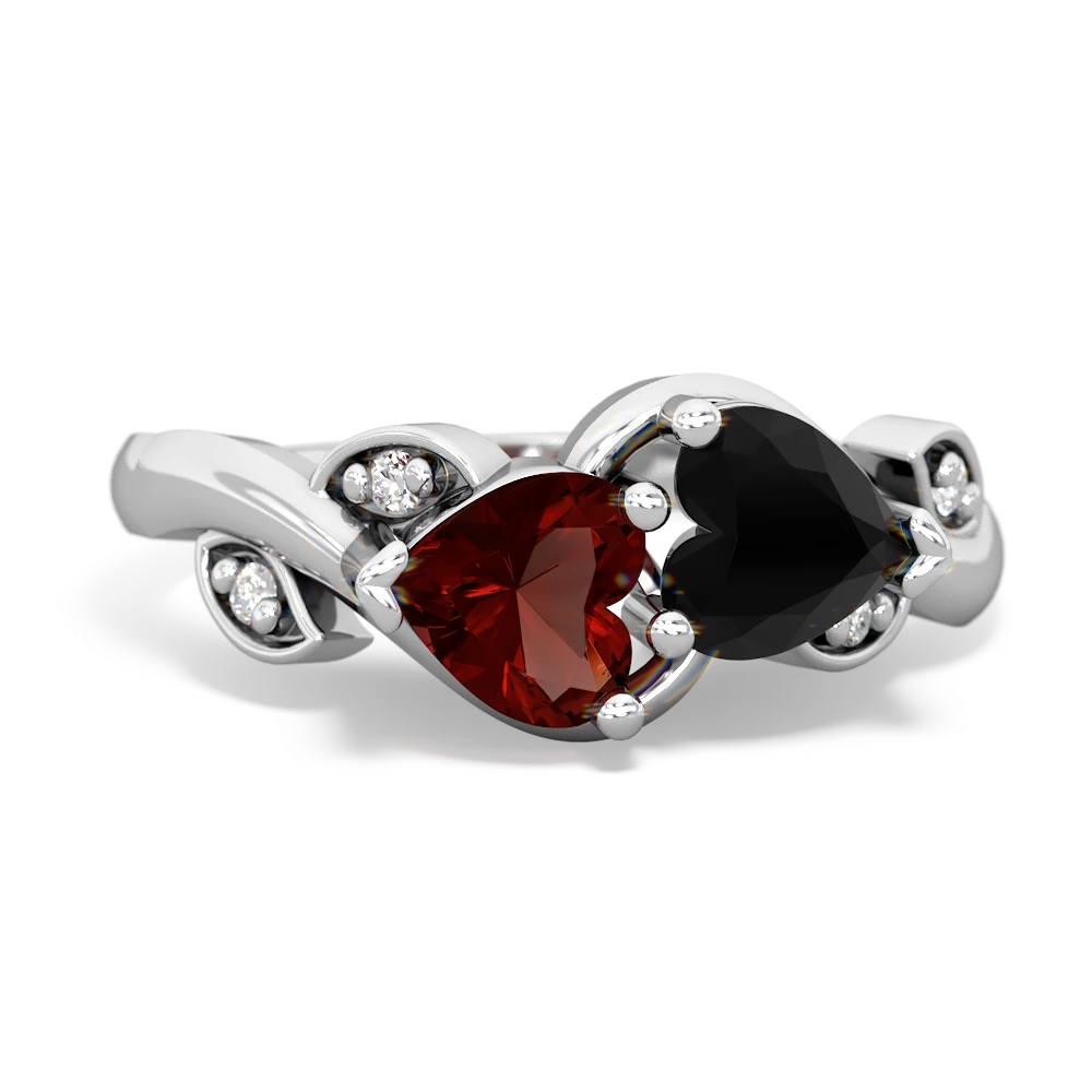 Garnet Floral Elegance 14K White Gold ring R5790