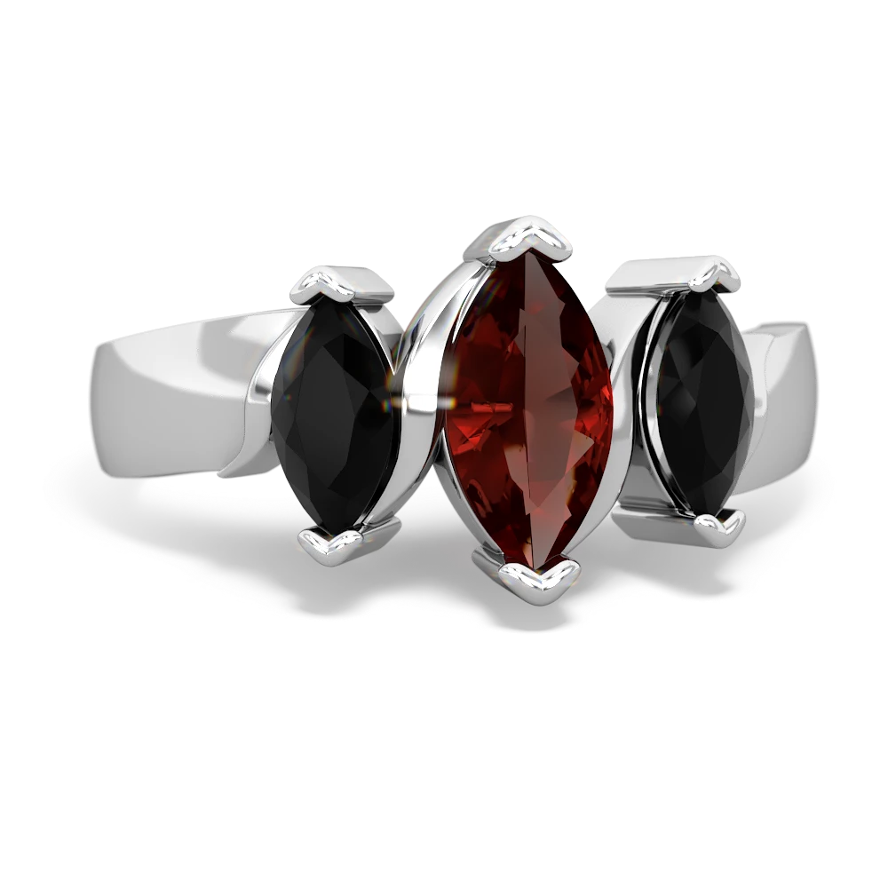 Garnet Three Peeks 14K White Gold ring R2433