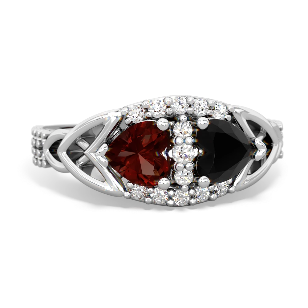 Garnet Sparkling Celtic Knot 14K White Gold ring R2645