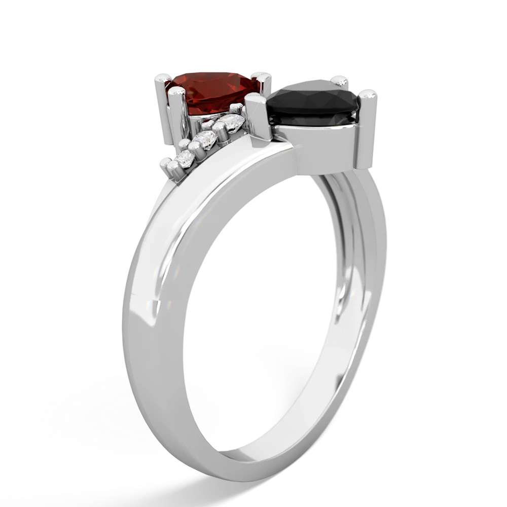 Garnet Heart To Heart 14K White Gold ring R2064