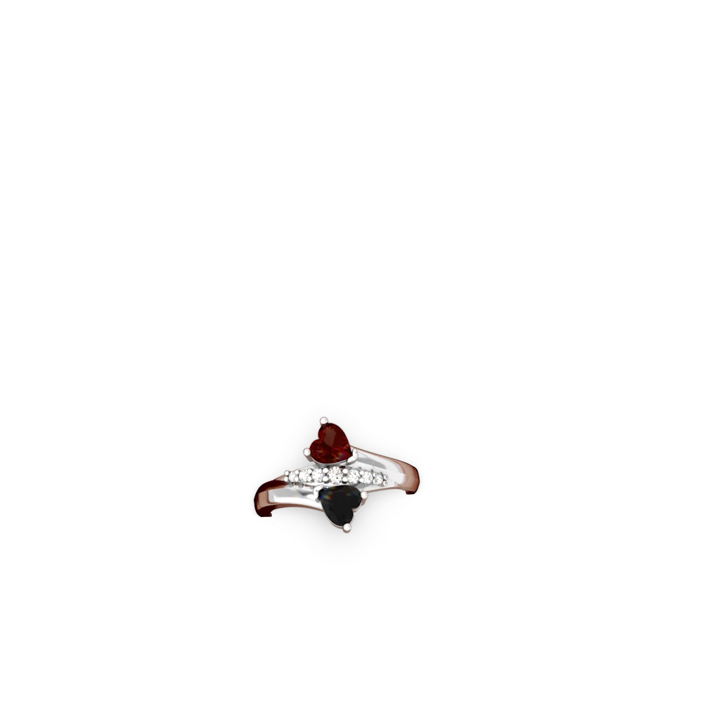 Garnet Heart To Heart 14K White Gold ring R2064