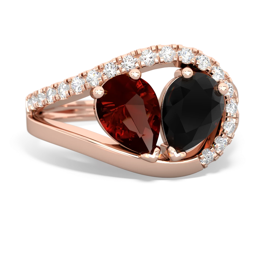 Garnet Nestled Heart Keepsake 14K Rose Gold ring R5650