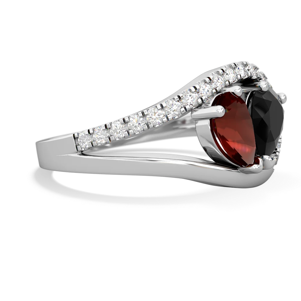 Garnet Nestled Heart Keepsake 14K White Gold ring R5650