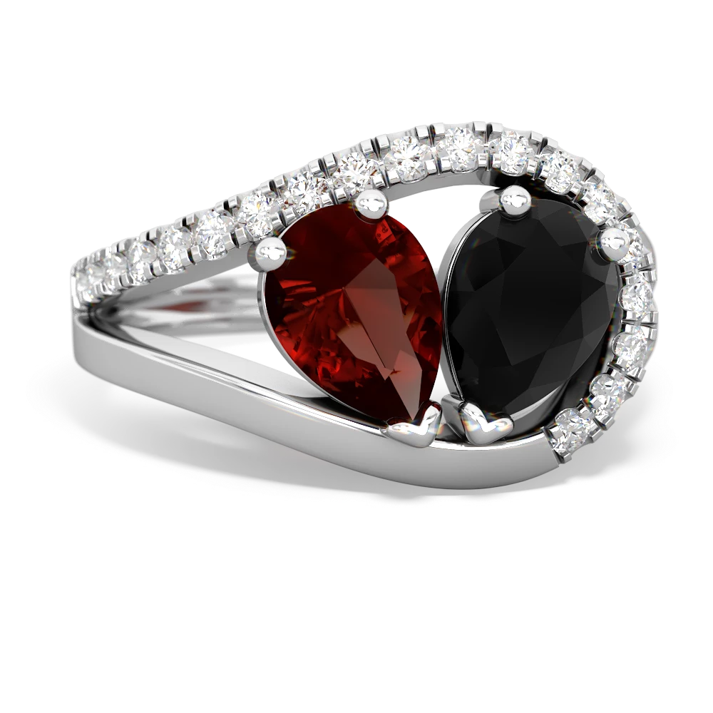 Garnet Nestled Heart Keepsake 14K White Gold ring R5650