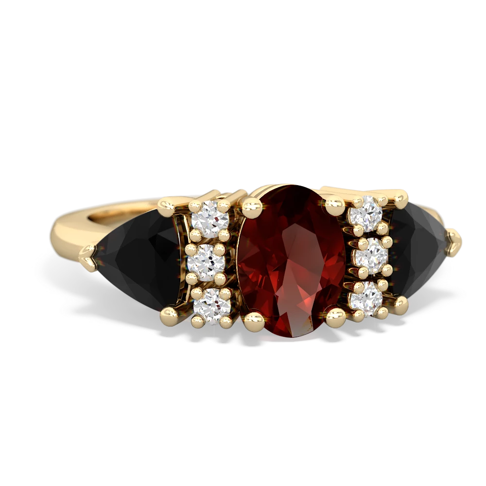 Garnet Antique Style Three Stone 14K Yellow Gold ring R2186