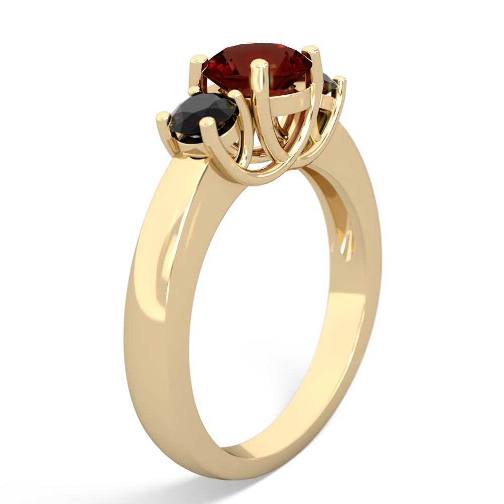 Garnet Three Stone Round Trellis 14K Yellow Gold ring R4018