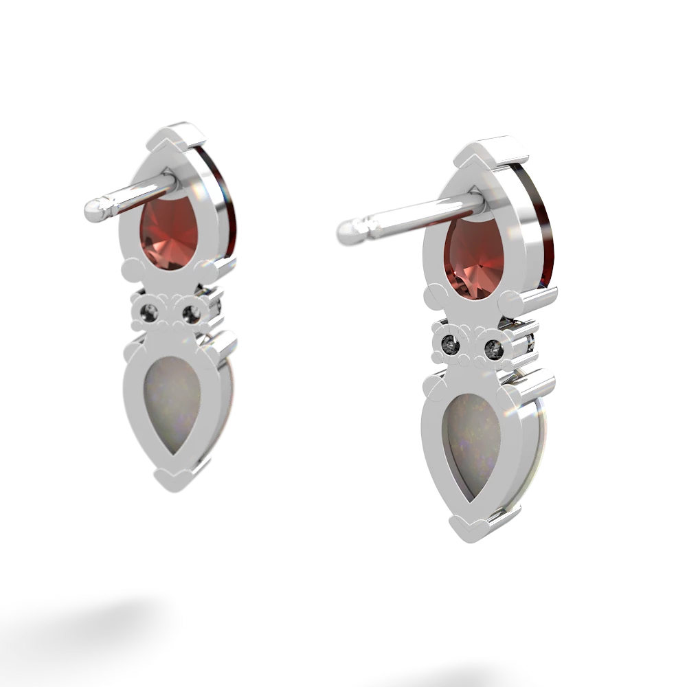 Garnet Bowtie Drop 14K White Gold earrings E0865